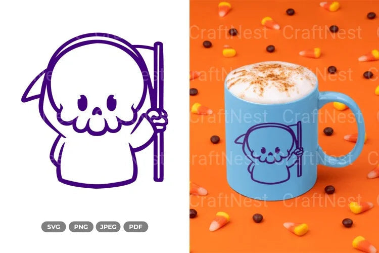 Chibi Grim Reaper Halloween Clipart Bundle - CraftNest - Digital Crafting and Art