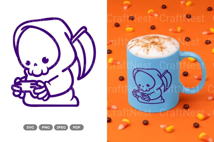 Chibi Grim Reaper Halloween Clipart Bundle - CraftNest - Digital Crafting and Art