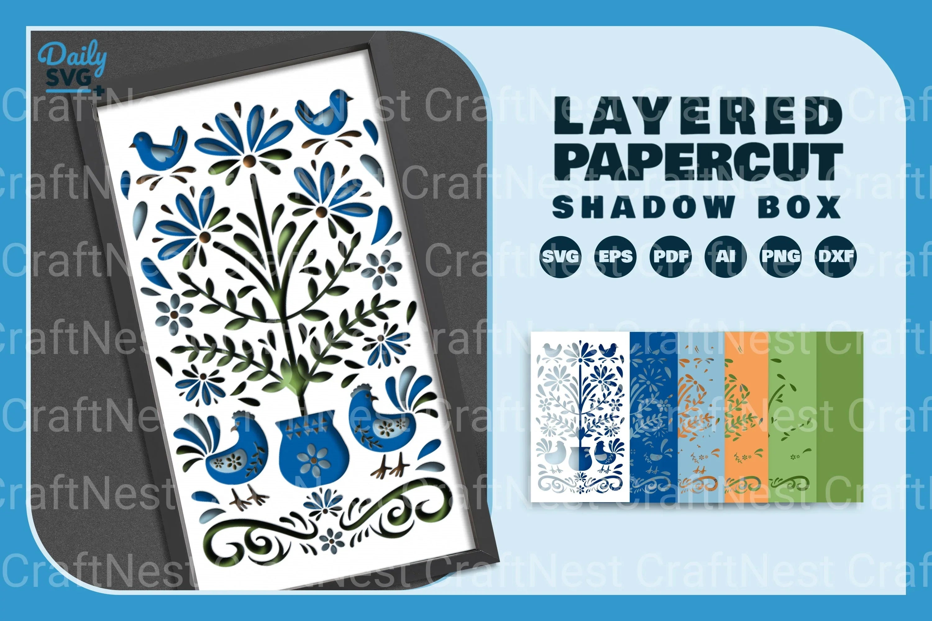 Chicken Floral Folk Art Papercut SVG Bundle