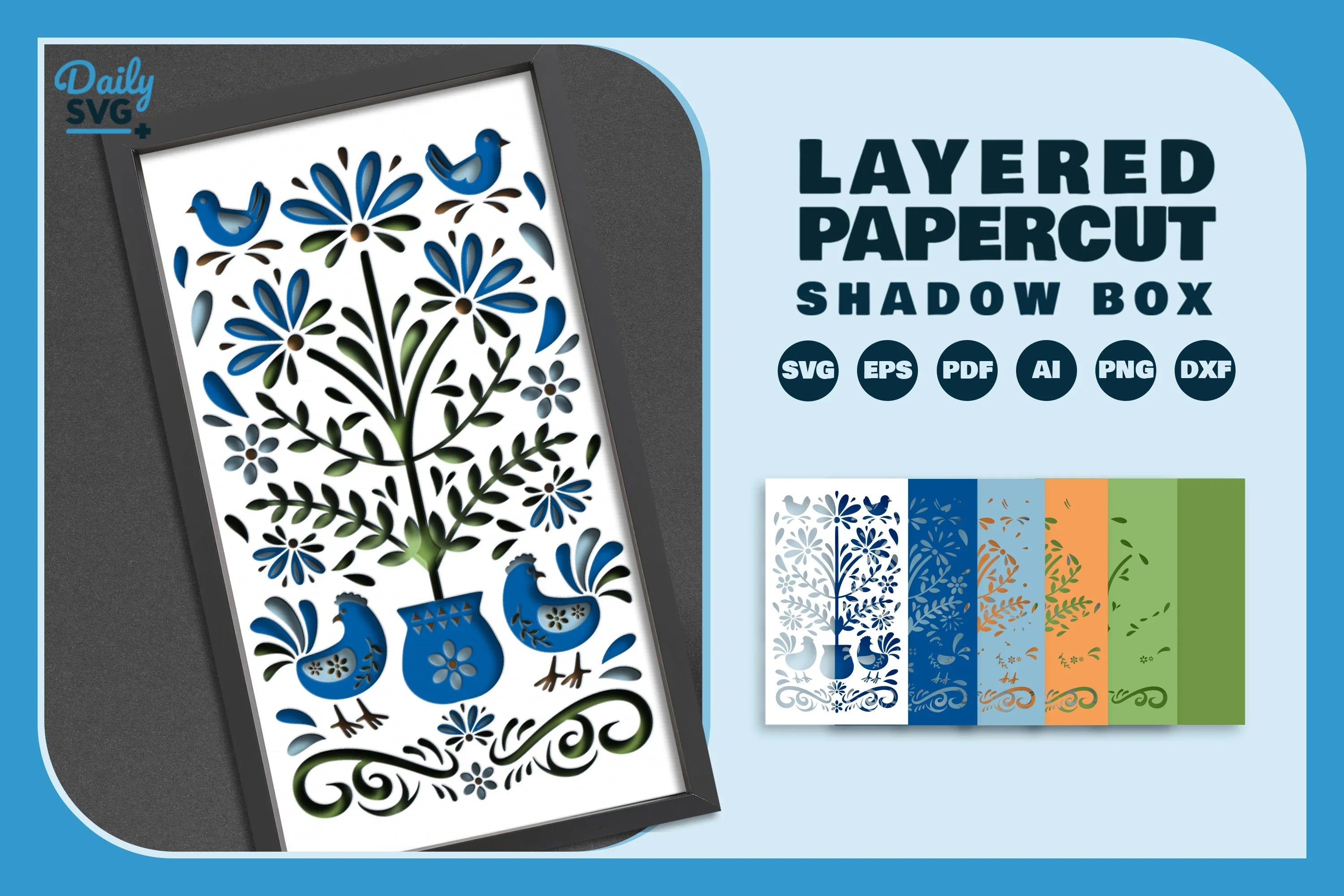 Chicken Floral Folk Art Papercut SVG Bundle - CraftNest - Digital Crafting and Art