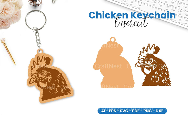 Chicken Keychain Lasercut Clipart Bundle - CraftNest - Digital Crafting and Art