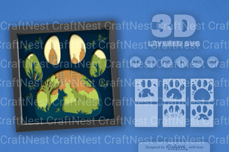 Chihuahua Dog Papercut SVG Bundle: Park Sitting Design - CraftNest - Digital Crafting and Art