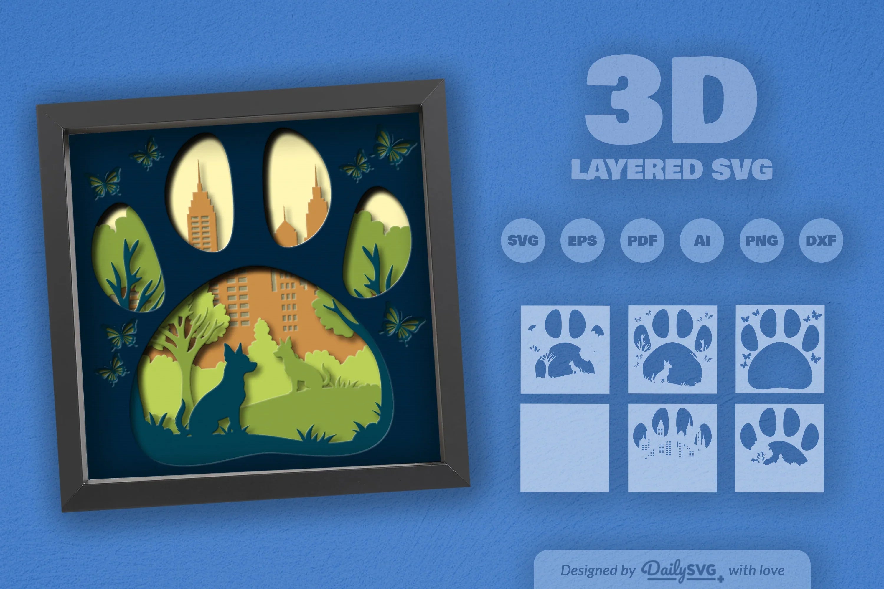 Chihuahua Dog Papercut SVG Bundle: Park Sitting Design - CraftNest - Digital Crafting and Art