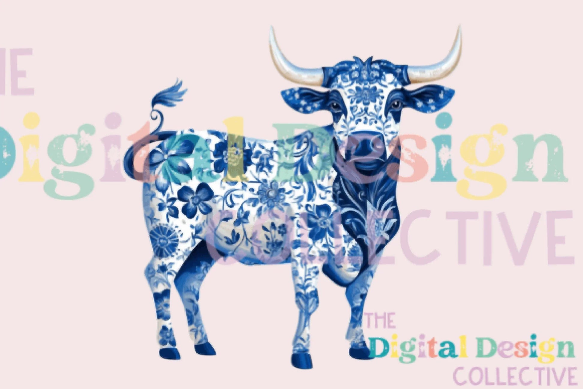 Chinoiserie Western Cow Clipart Bundle - CraftNest - Digital Crafting and Art