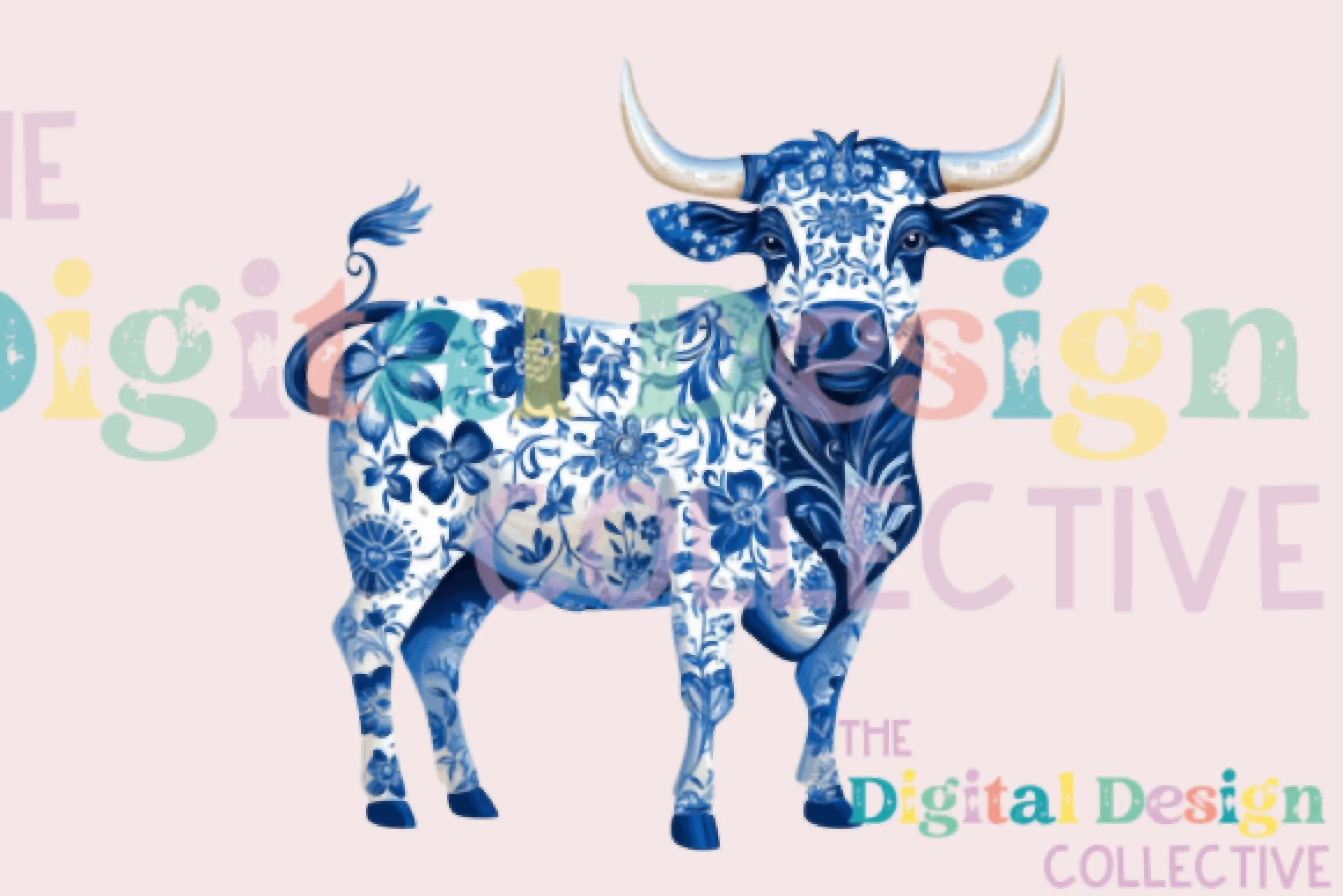 Chinoiserie Western Cow Clipart Bundle - CraftNest - Digital Crafting and Art