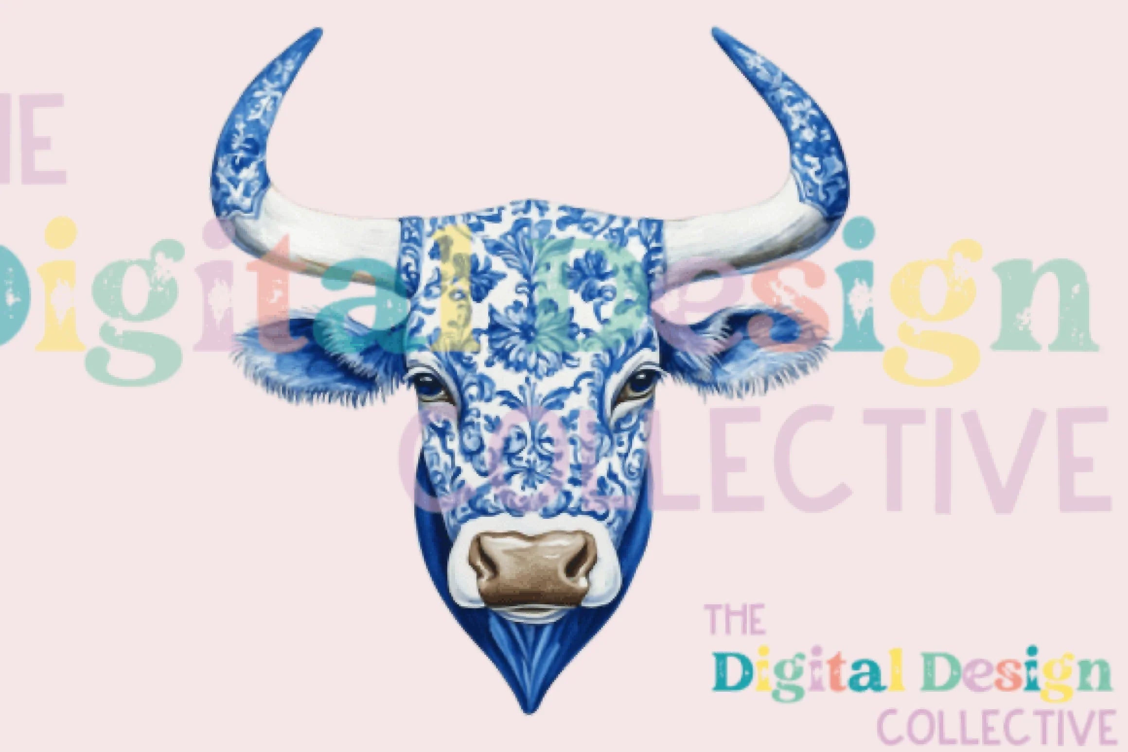 Chinoiserie Western Cow Clipart Bundle - CraftNest - Digital Crafting and Art