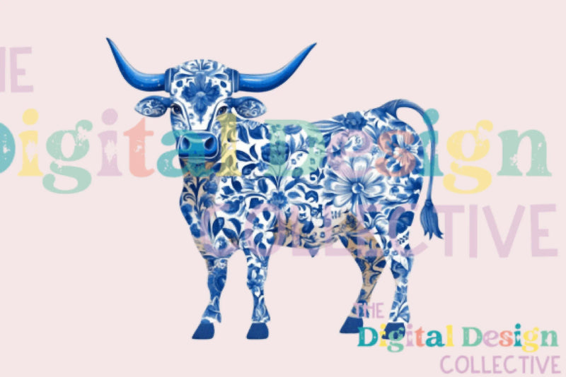 Chinoiserie Western Cow Clipart Bundle - CraftNest - Digital Crafting and Art