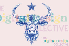 Chinoiserie Western Cow Clipart Bundle - CraftNest - Digital Crafting and Art