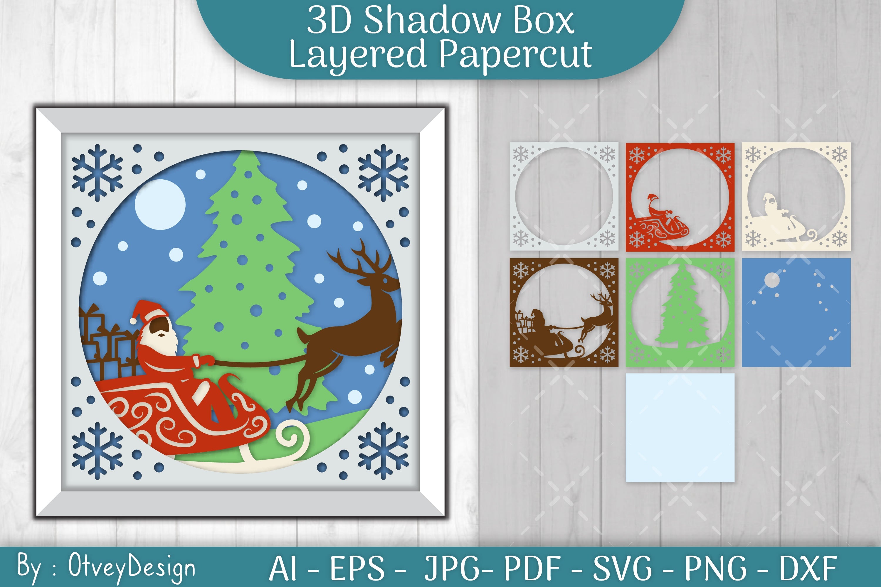 Christmas 3D Shadow Box Layered Papercut SVG Bundle 2 - CraftNest - Digital Crafting and Art