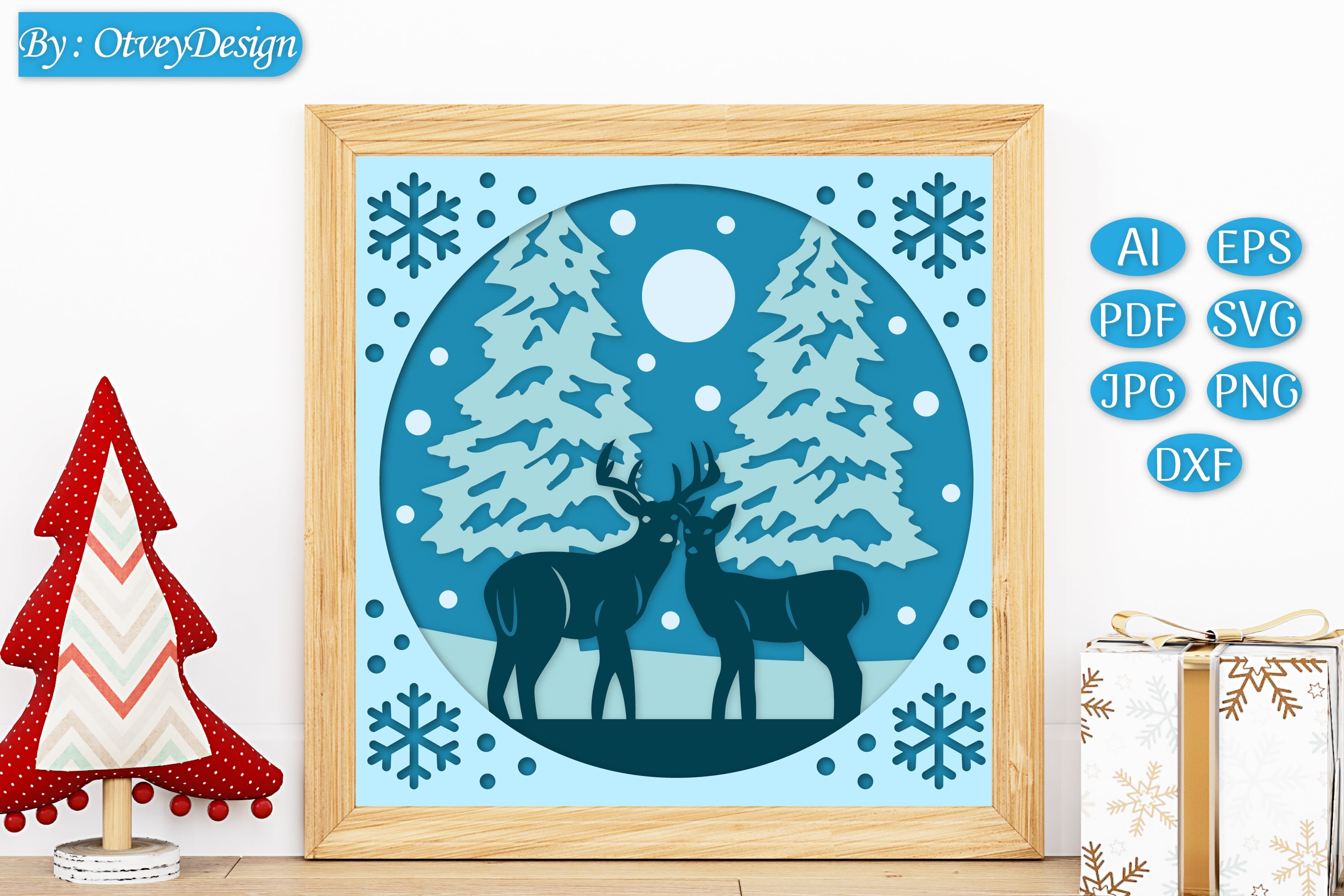 Christmas 3D Shadow Box Layered Papercut SVG Bundle 1 - CraftNest - Digital Crafting and Art