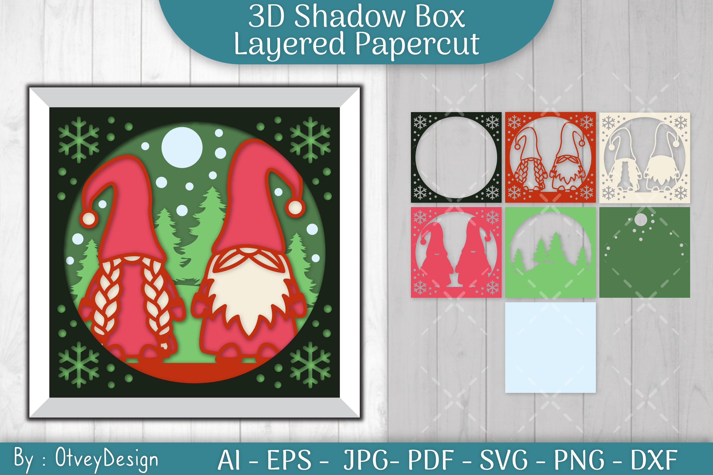 Christmas 3D Shadow Box Layered Papercut SVG Bundle 3 - CraftNest - Digital Crafting and Art