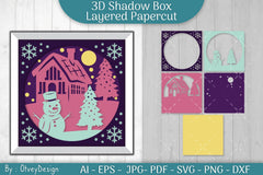 Christmas 3D Shadow Box Layered Papercut SVG Bundle 8 - CraftNest - Digital Crafting and Art