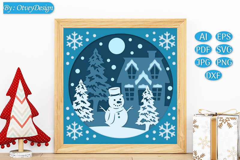 Christmas 3D Shadow Box Layered Papercut SVG Bundle 22 - CraftNest - Digital Crafting and Art