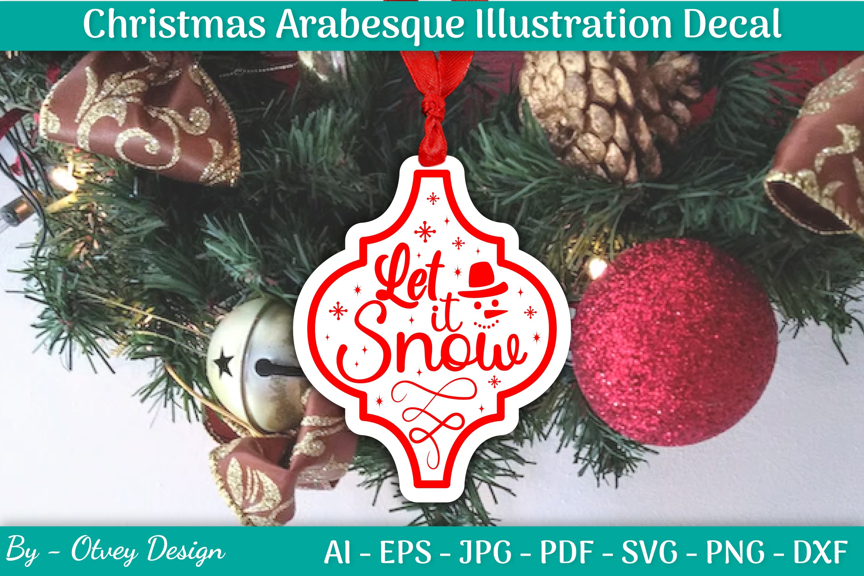 Christmas Arabesque Illustration Decal SVG Bundle