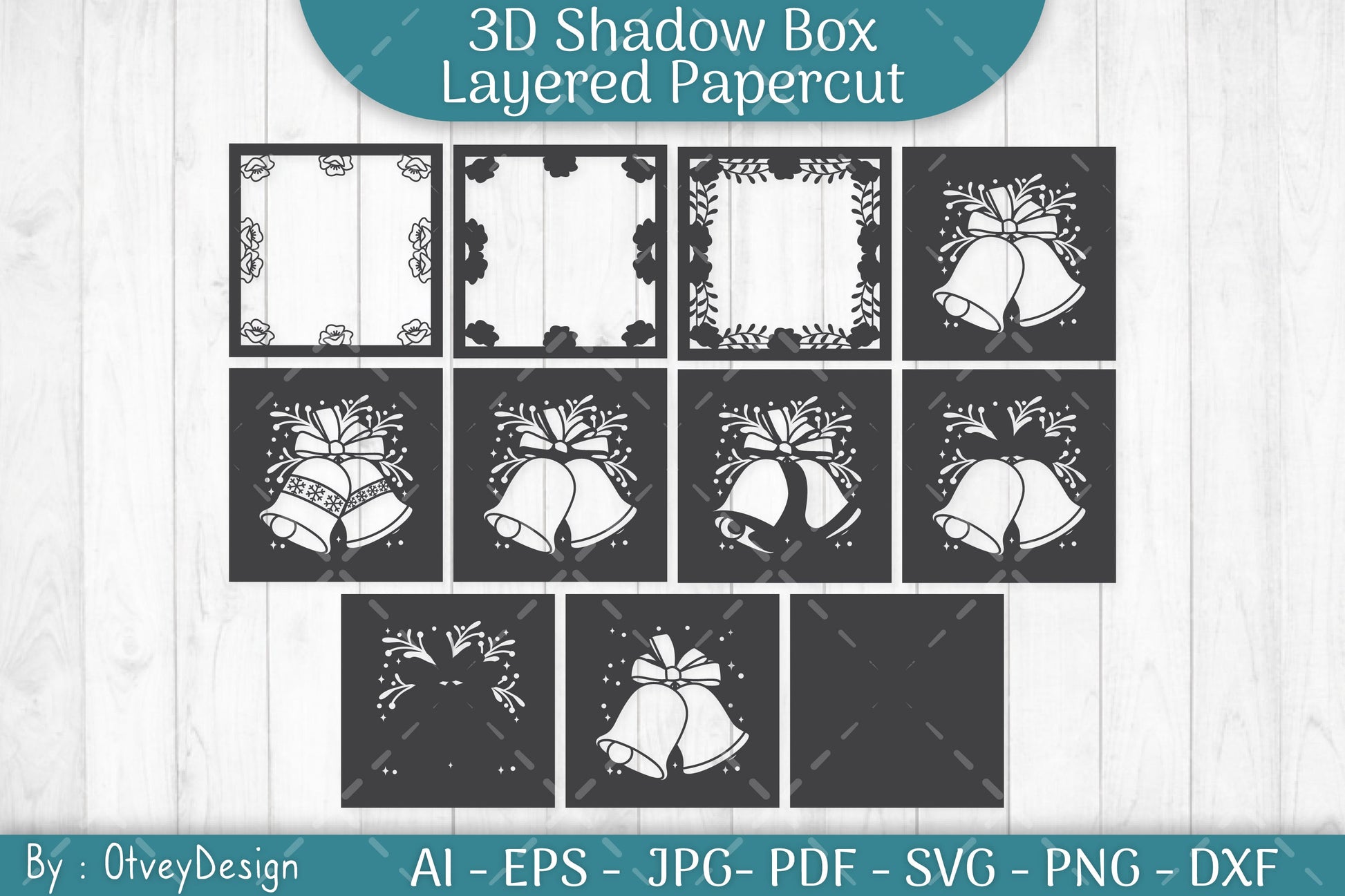 Christmas Bells 3D Shadow Box SVG Bundle - CraftNest - Digital Crafting and Art