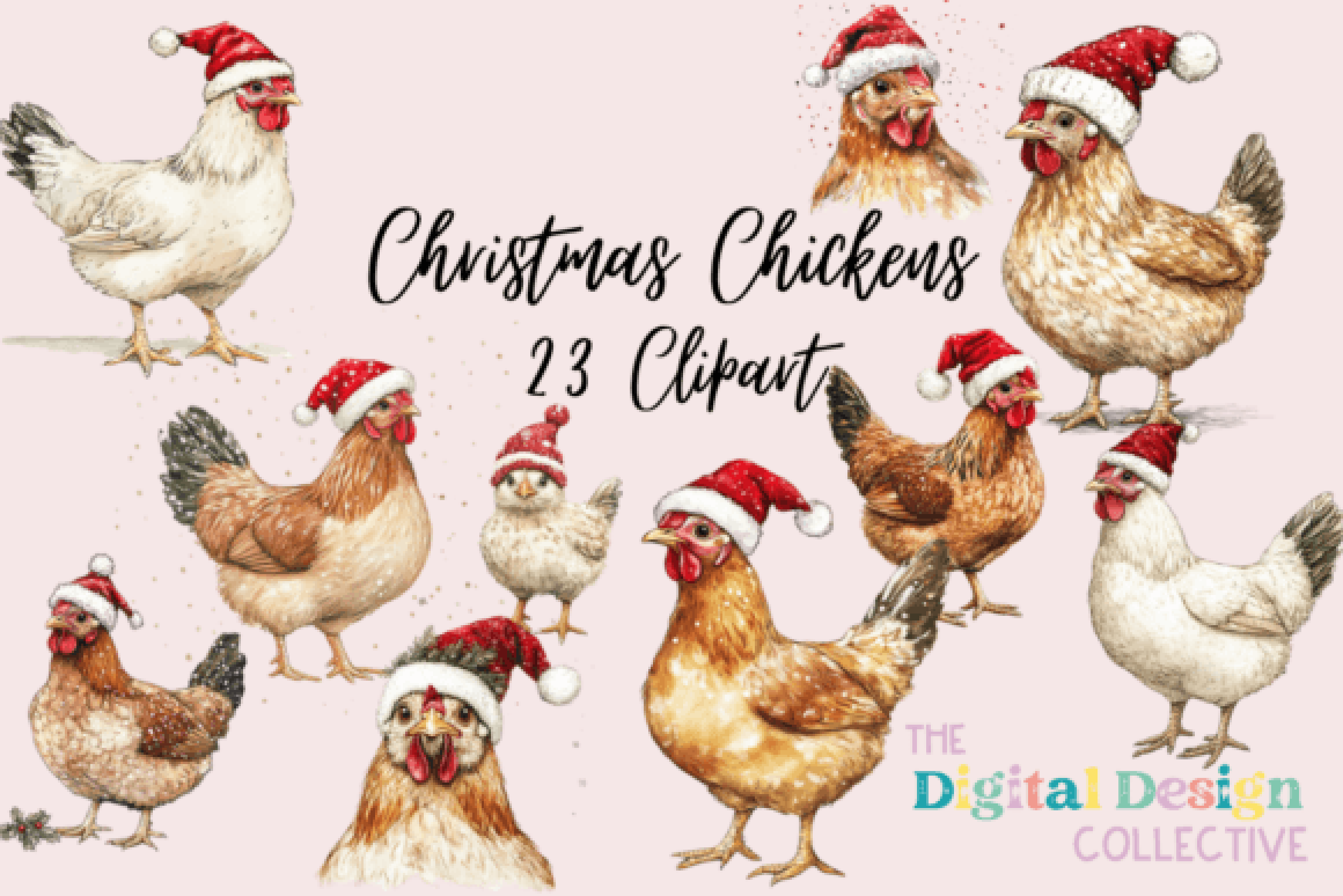 Christmas Chicken Clipart Bundle