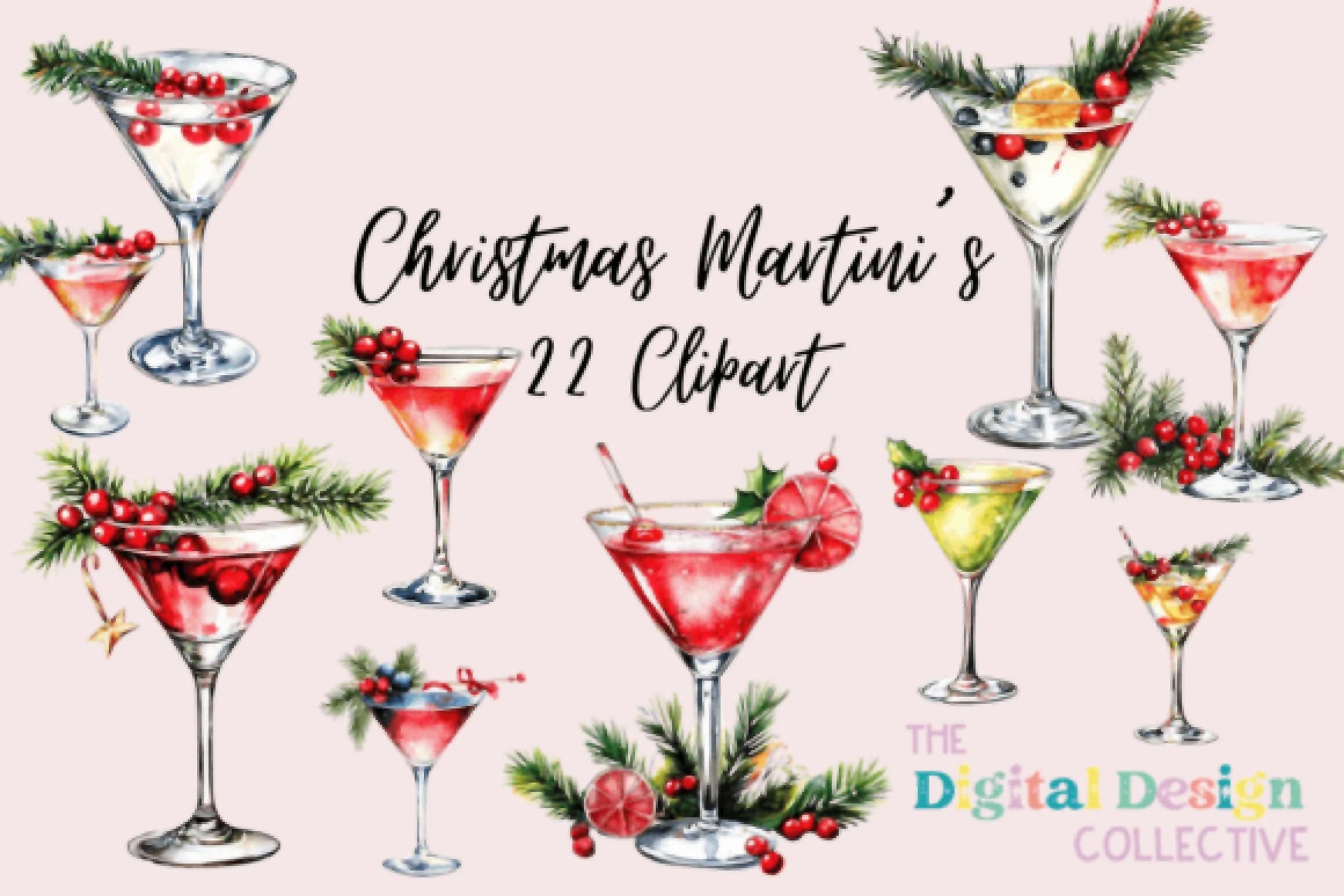 Festive Christmas Cocktails Clipart Bundle - CraftNest - Digital Crafting and Art