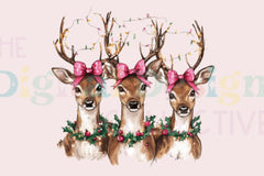 Pink Coquette Christmas Deer Clipart Bundle - CraftNest - Digital Crafting and Art