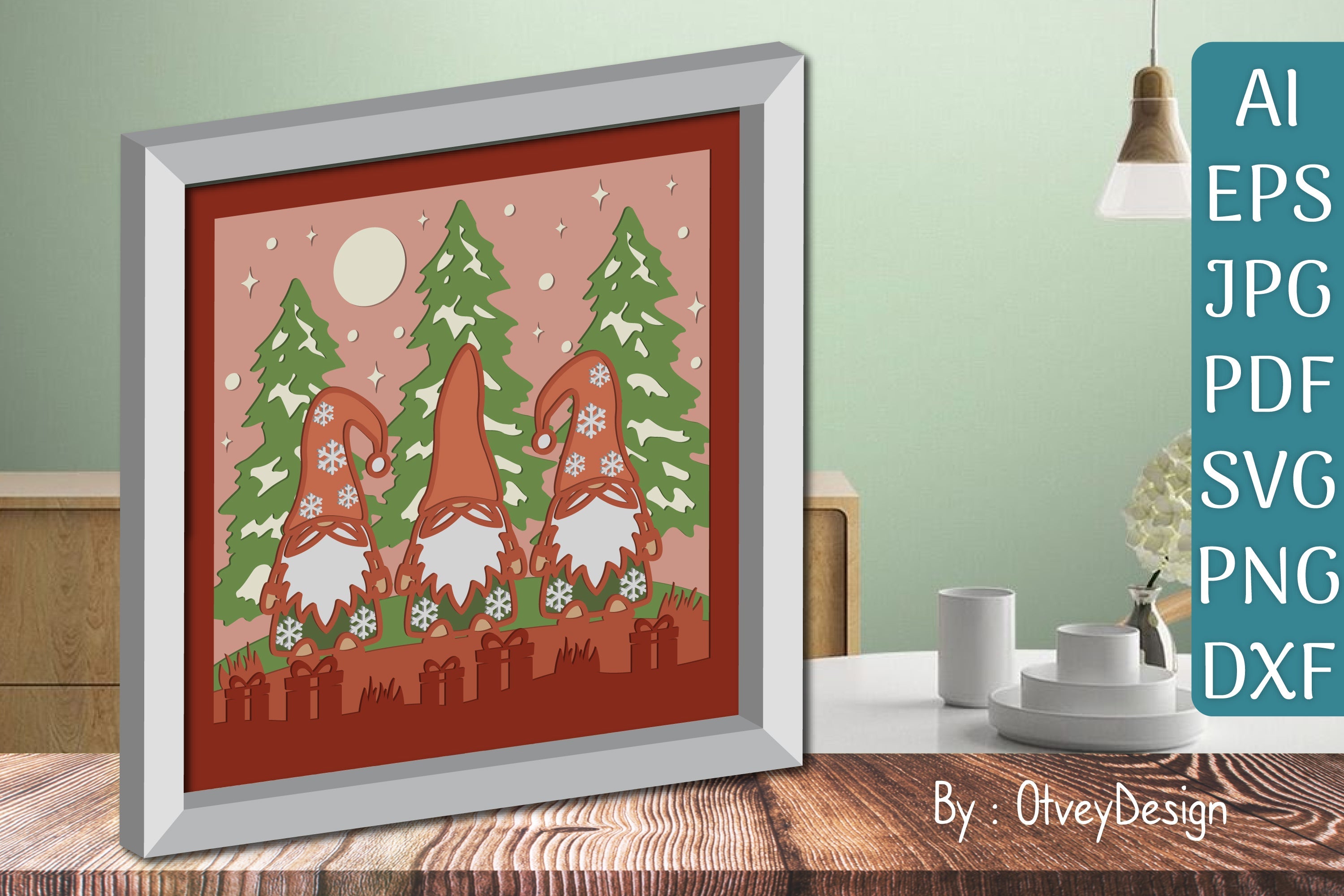 Christmas Gnome 3D Shadow Box SVG Bundle - CraftNest - Digital Crafting and Art