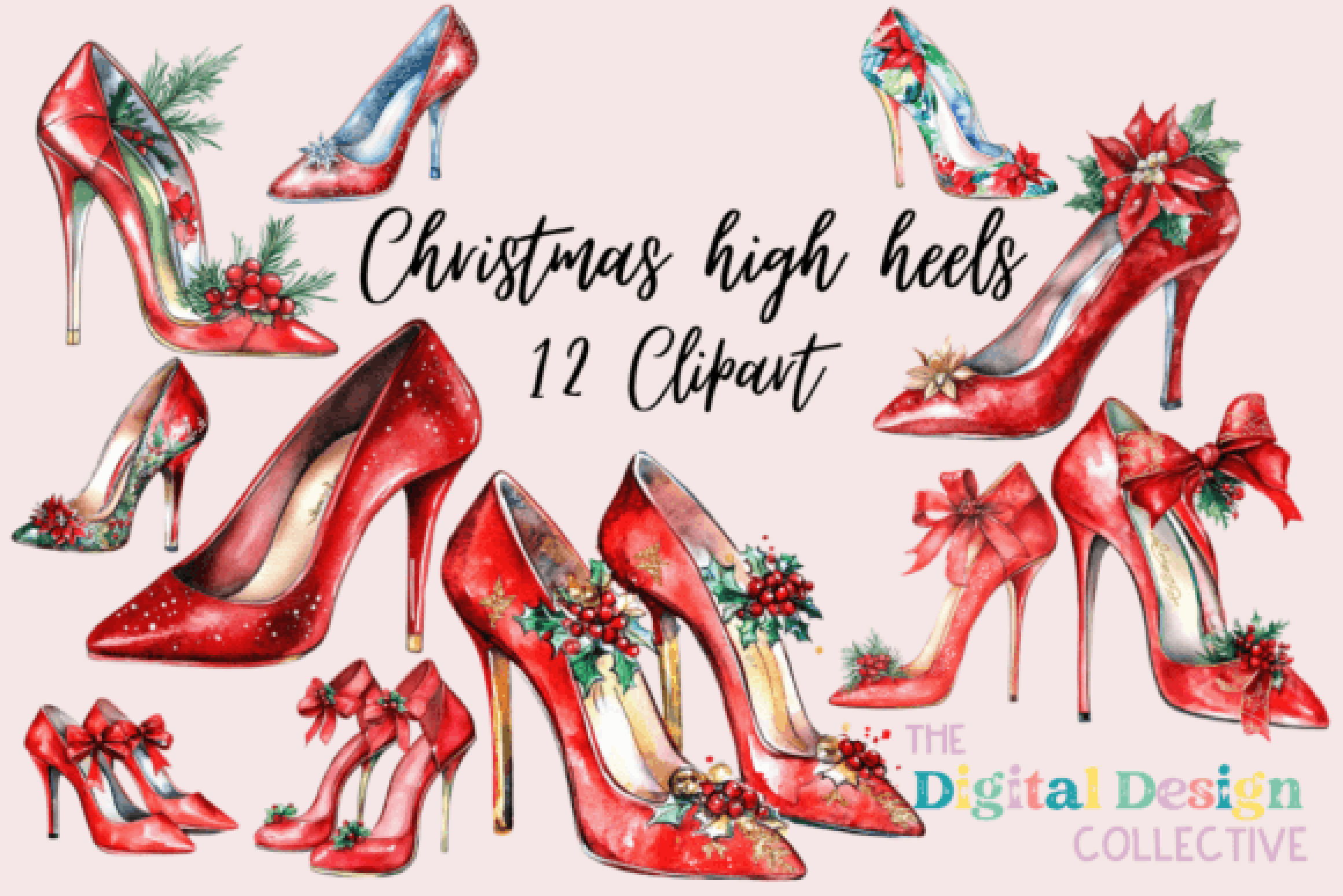 Christmas High Heels Clipart Bundle
