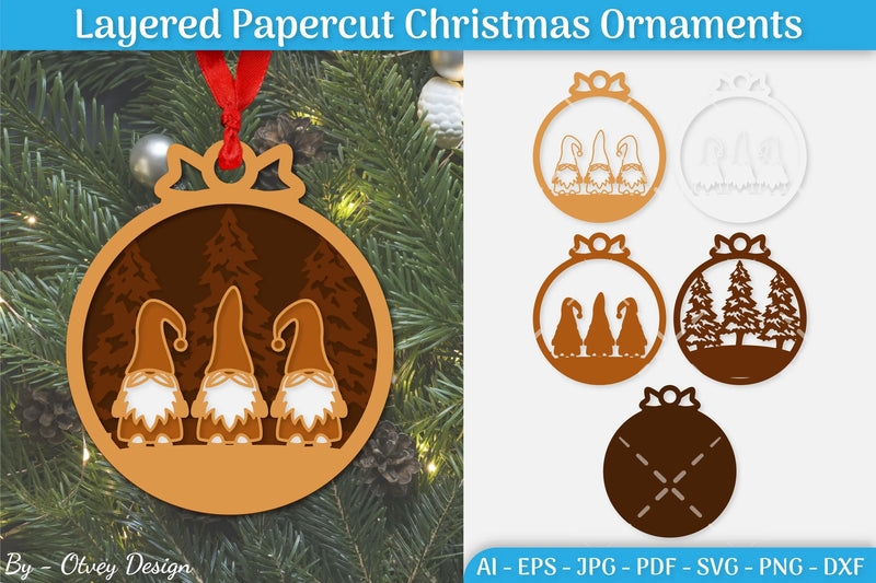 Christmas Ornament Multilayered SVG Bundle 9 - CraftNest - Digital Crafting and Art