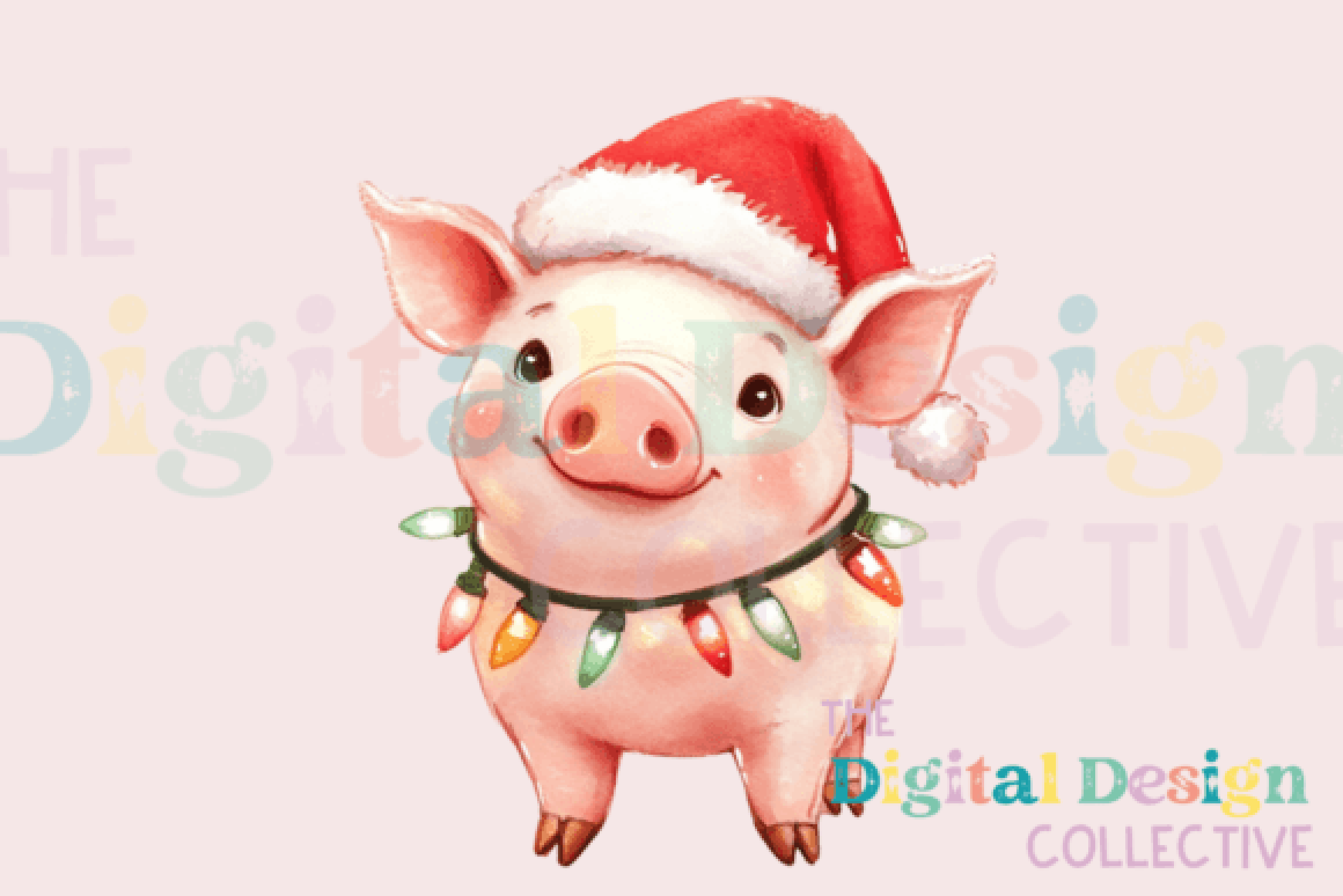 Christmas Pig Clipart Bundle