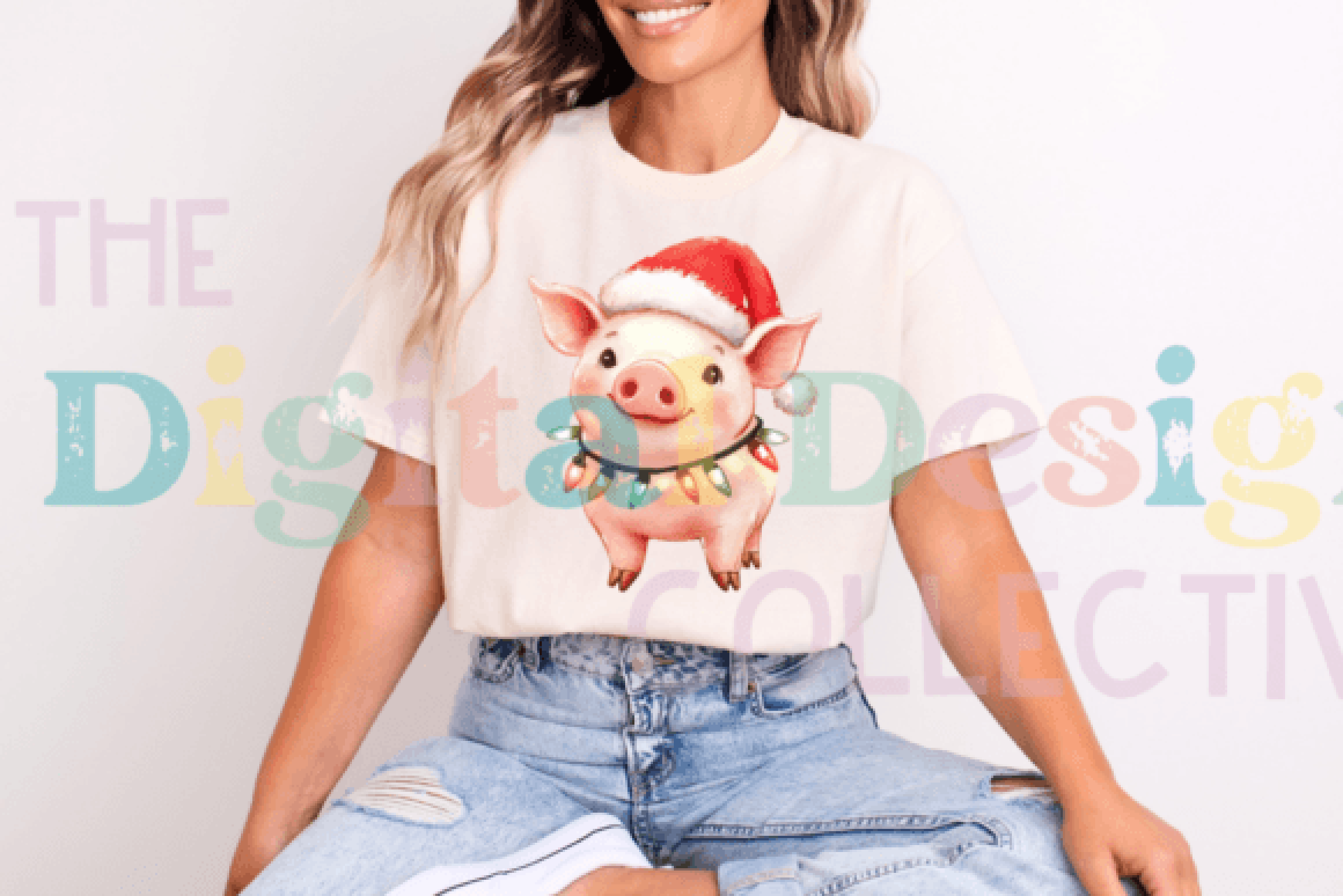 Christmas Pig Clipart Bundle