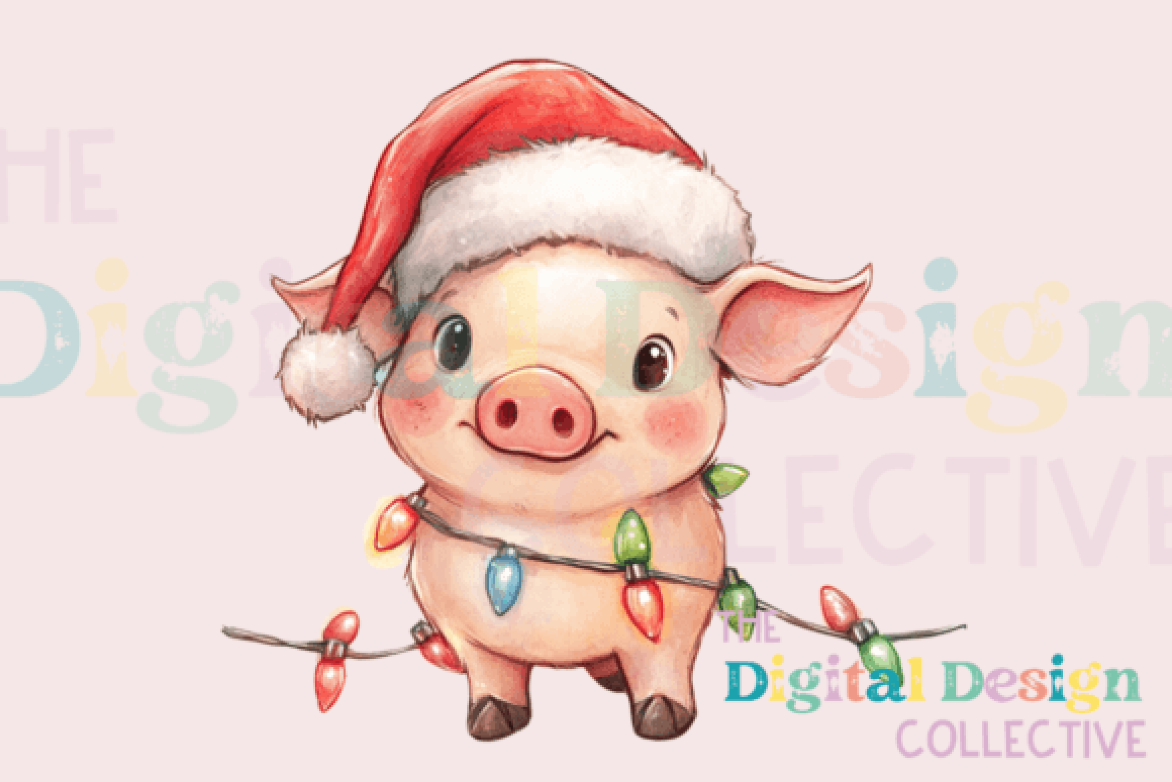 Christmas Pig Clipart Bundle