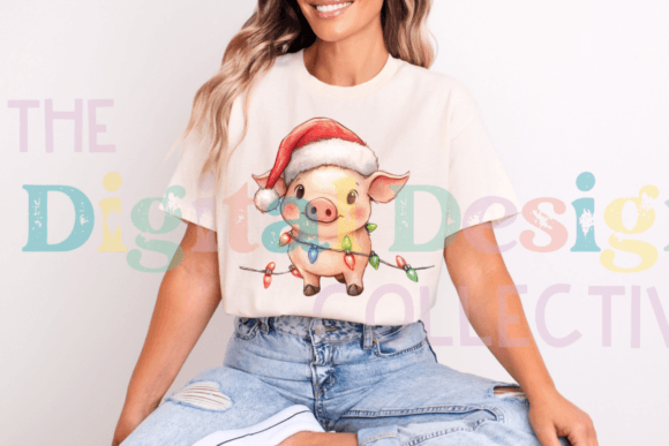 Christmas Pig Clipart Bundle