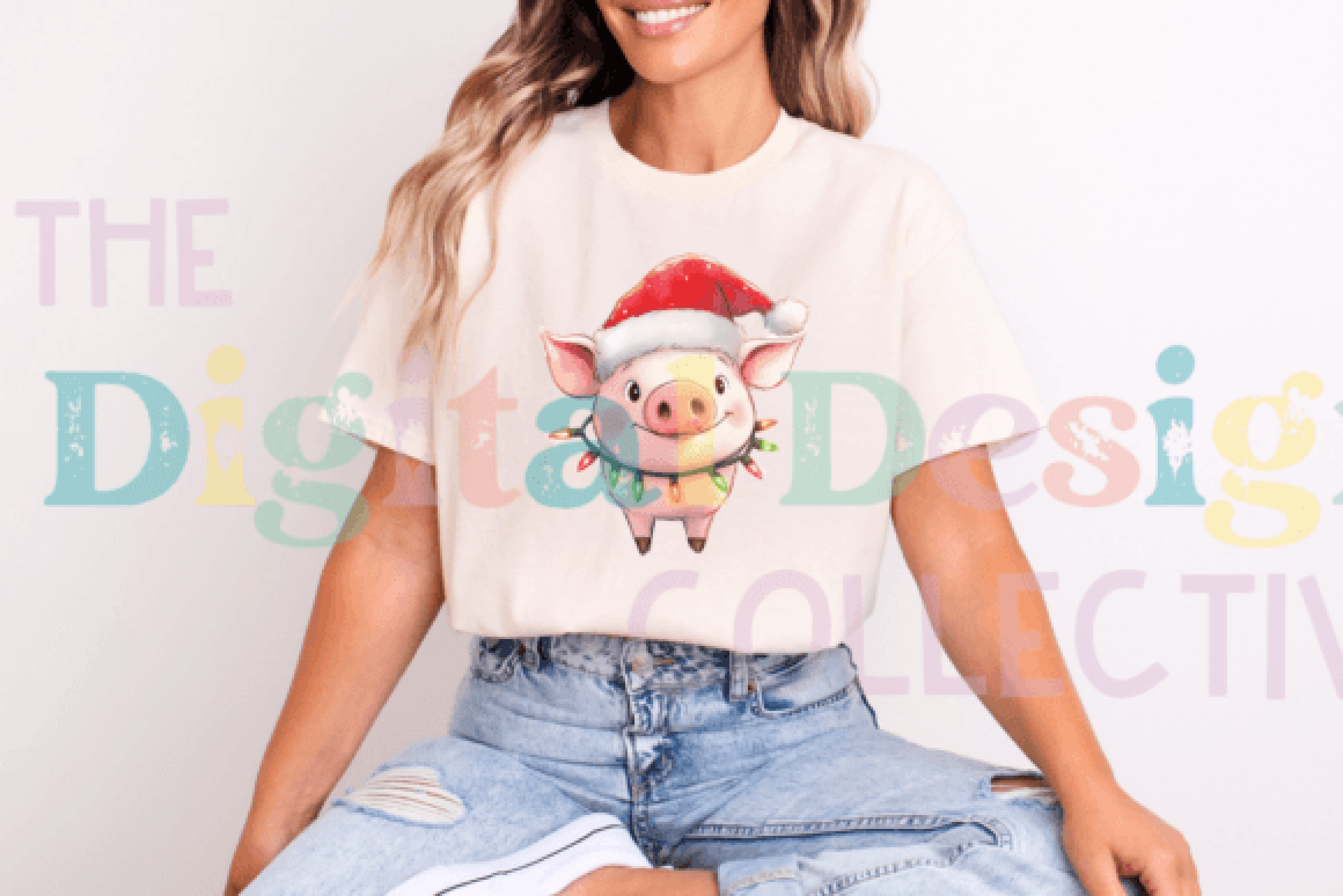 Christmas Pig Clipart Bundle