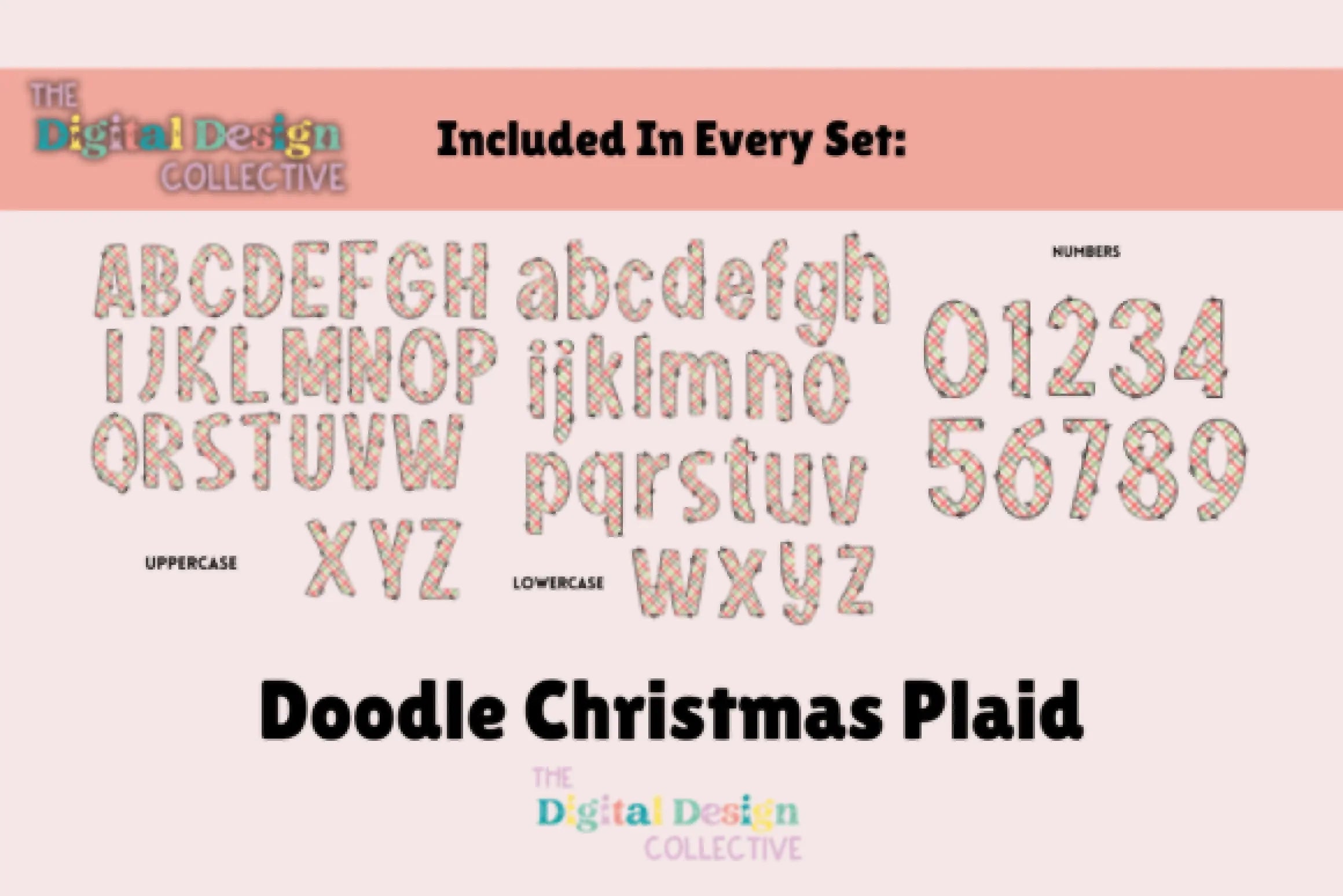 Christmas Plaid Doodle Alphabet Clipart Bundle - CraftNest - Digital Crafting and Art