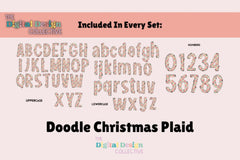 Christmas Plaid Doodle Alphabet Clipart Bundle - CraftNest - Digital Crafting and Art
