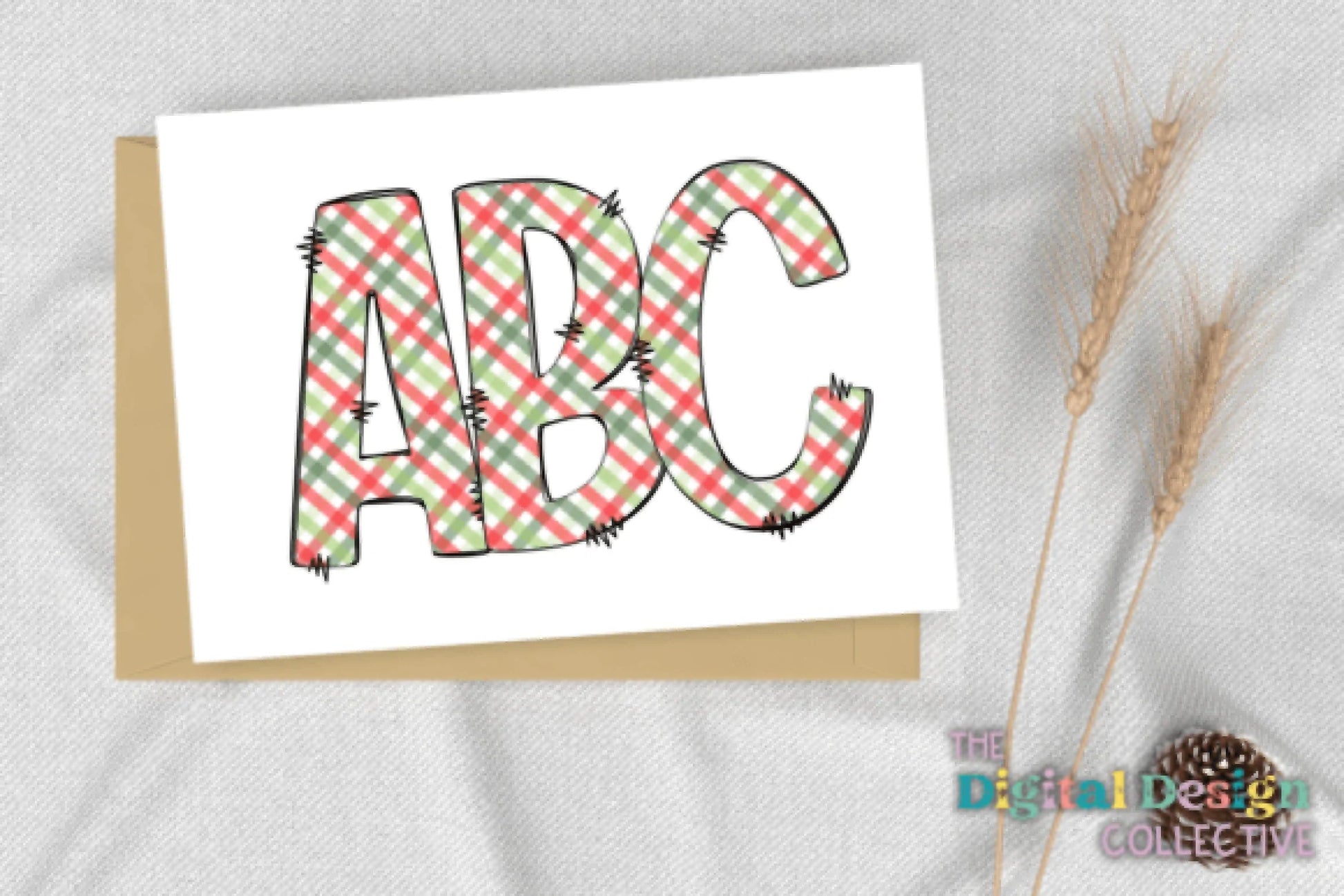 Christmas Plaid Doodle Alphabet Clipart Bundle - CraftNest - Digital Crafting and Art