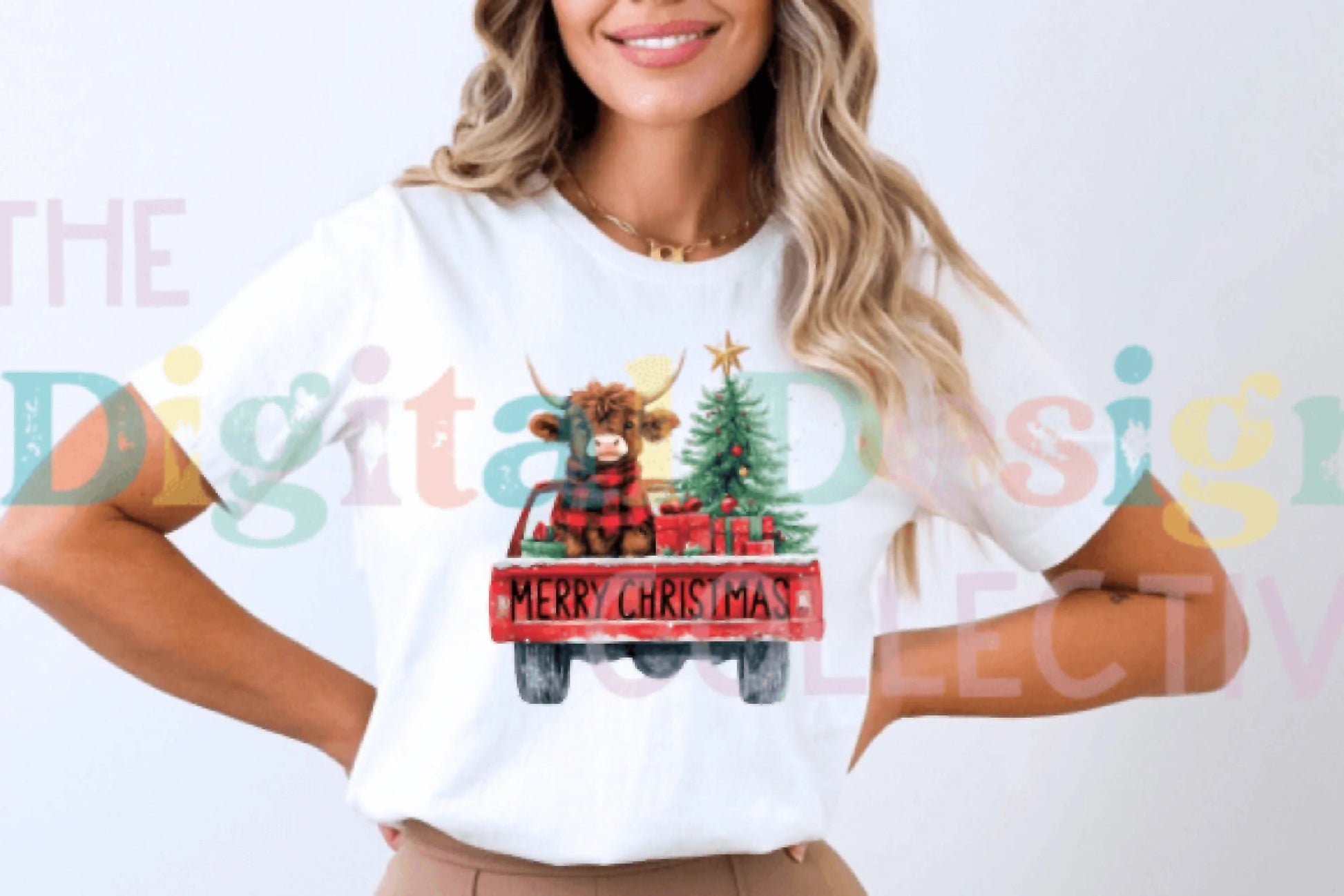Christmas Red Truck with Highland Cow Clipart Bundle - CraftNest - Digital Crafting and Art