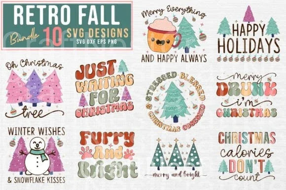 Christmas Retro Bundle3 Bundle - CraftNest - Digital Crafting and Art