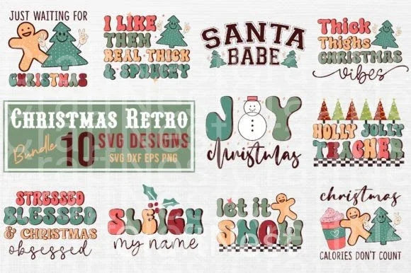Christmas Retro Bundle5 Bundle - CraftNest - Digital Crafting and Art