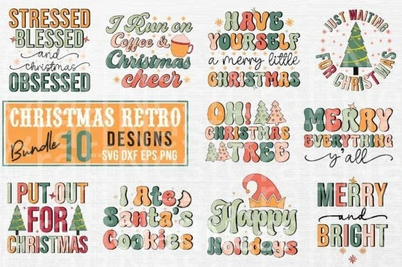 Christmas Retro Bundle6 Bundle - CraftNest - Digital Crafting and Art