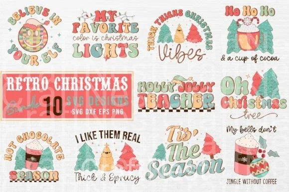 Christmas Retro Bundle2 Bundle - CraftNest - Digital Crafting and Art