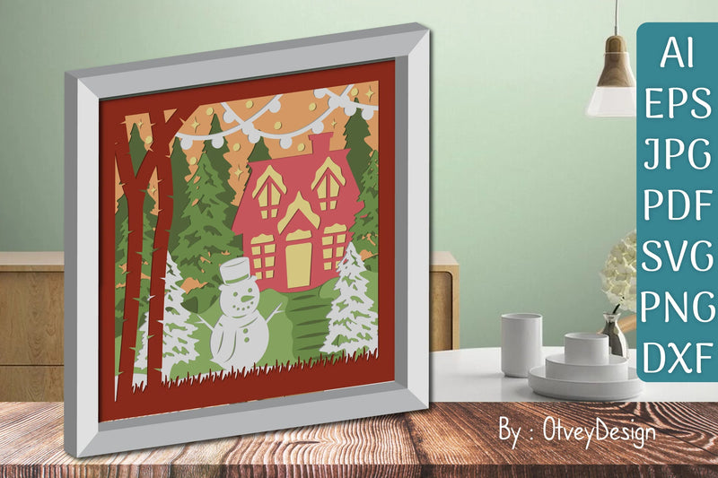 Christmas Scene 3D Shadow Box SVG Bundle - CraftNest - Digital Crafting and Art