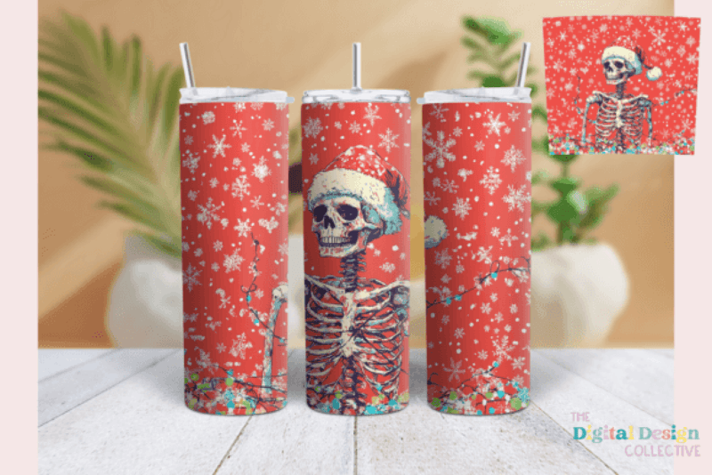 Festive Christmas Skeleton Tumbler Wrap Bundle - CraftNest - Digital Crafting and Art