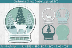 Christmas Snow Globe Layered SVG Bundle 8 - CraftNest - Digital Crafting and Art