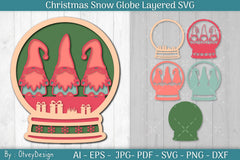 Christmas Snow Globe Layered SVG Bundle 9 - CraftNest - Digital Crafting and Art