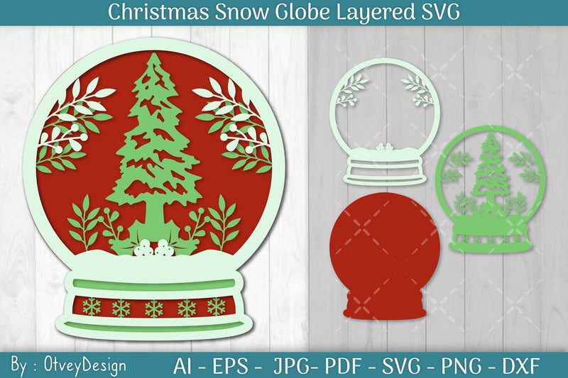 Christmas Snow Globe Layered SVG Bundle 11 - CraftNest - Digital Crafting and Art