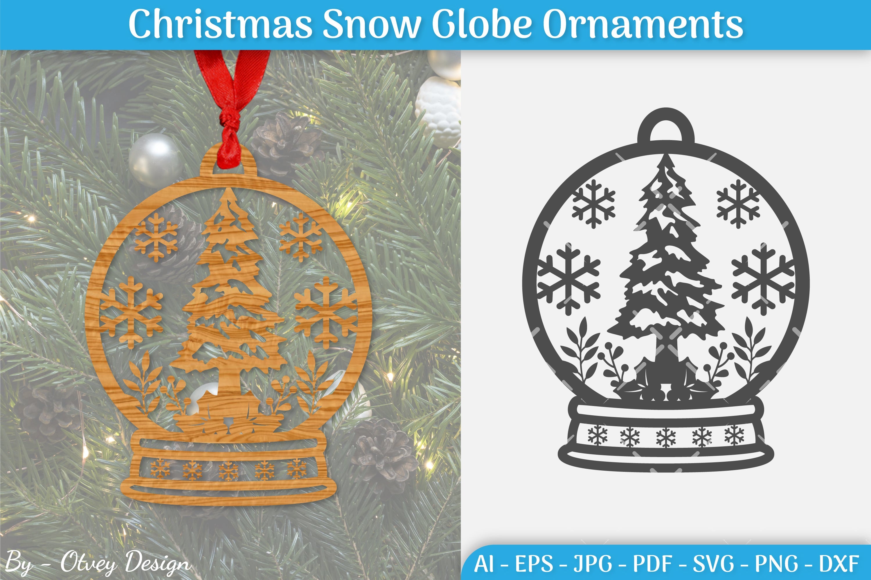 Christmas Snow Globe Ornament SVG Bundle 4 - CraftNest - Digital Crafting and Art