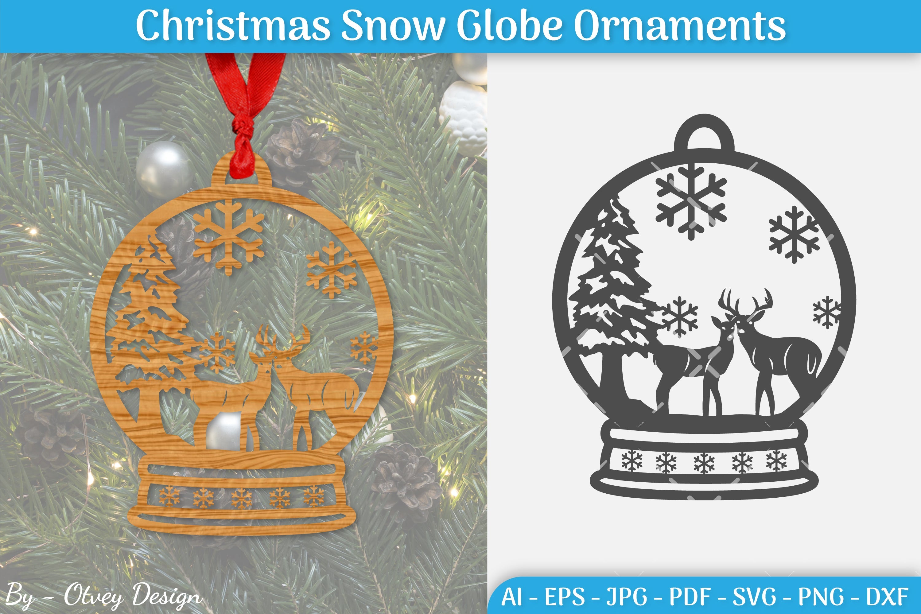 Christmas Snow Globe Ornament SVG Bundle 8 - CraftNest - Digital Crafting and Art