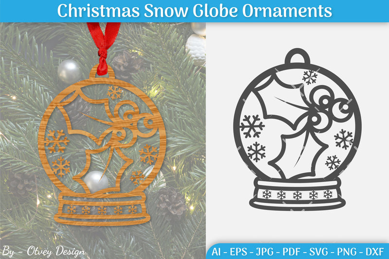 Christmas Snow Globe Ornament SVG Bundle 10 - CraftNest - Digital Crafting and Art