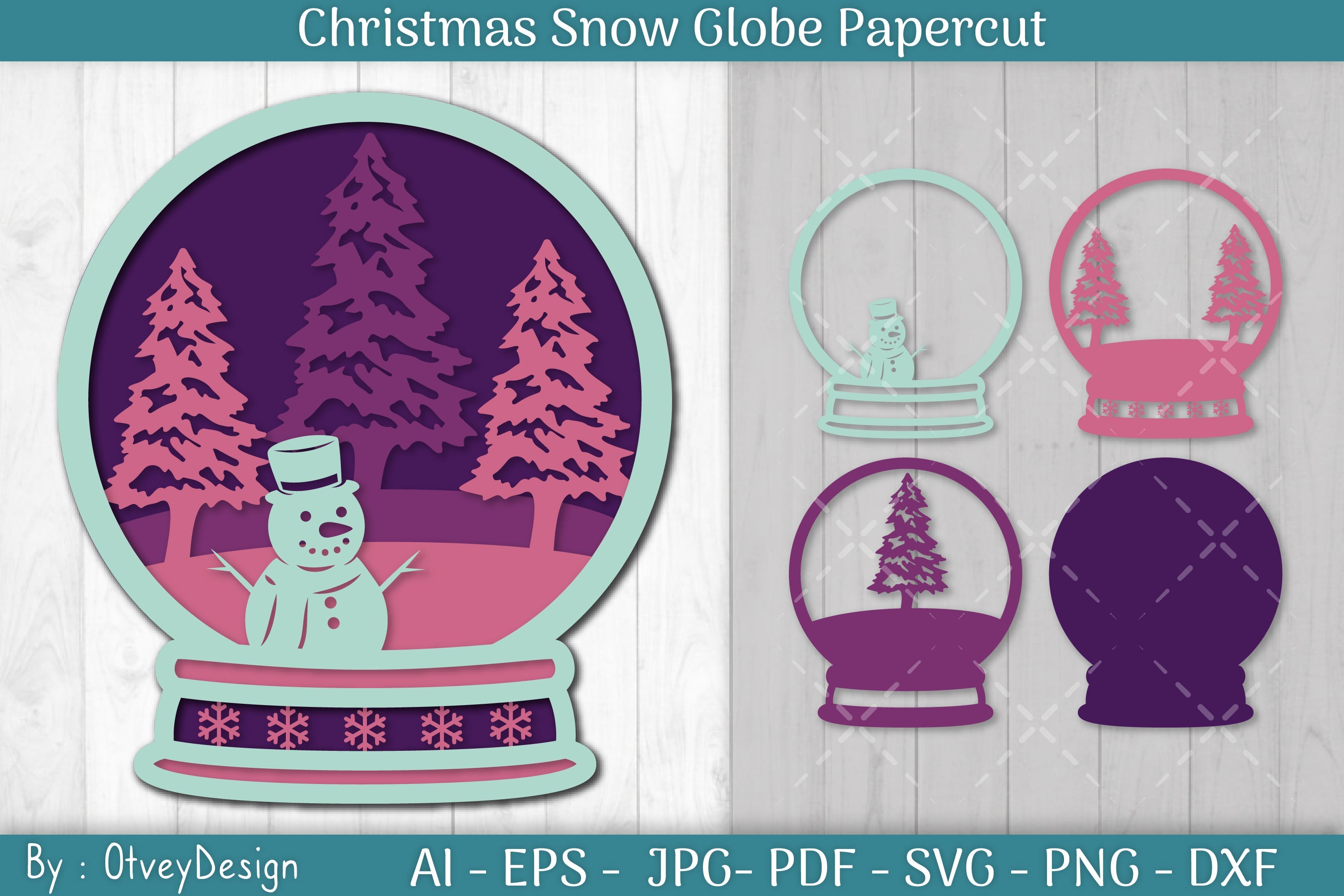 Christmas Snow Globe Papercut SVG Bundle 2 - CraftNest - Digital Crafting and Art
