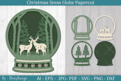 Christmas Snow Globe Papercut SVG Bundle 1 - CraftNest - Digital Crafting and Art
