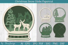 Christmas Snow Globe Papercut SVG Bundle 3 - CraftNest - Digital Crafting and Art