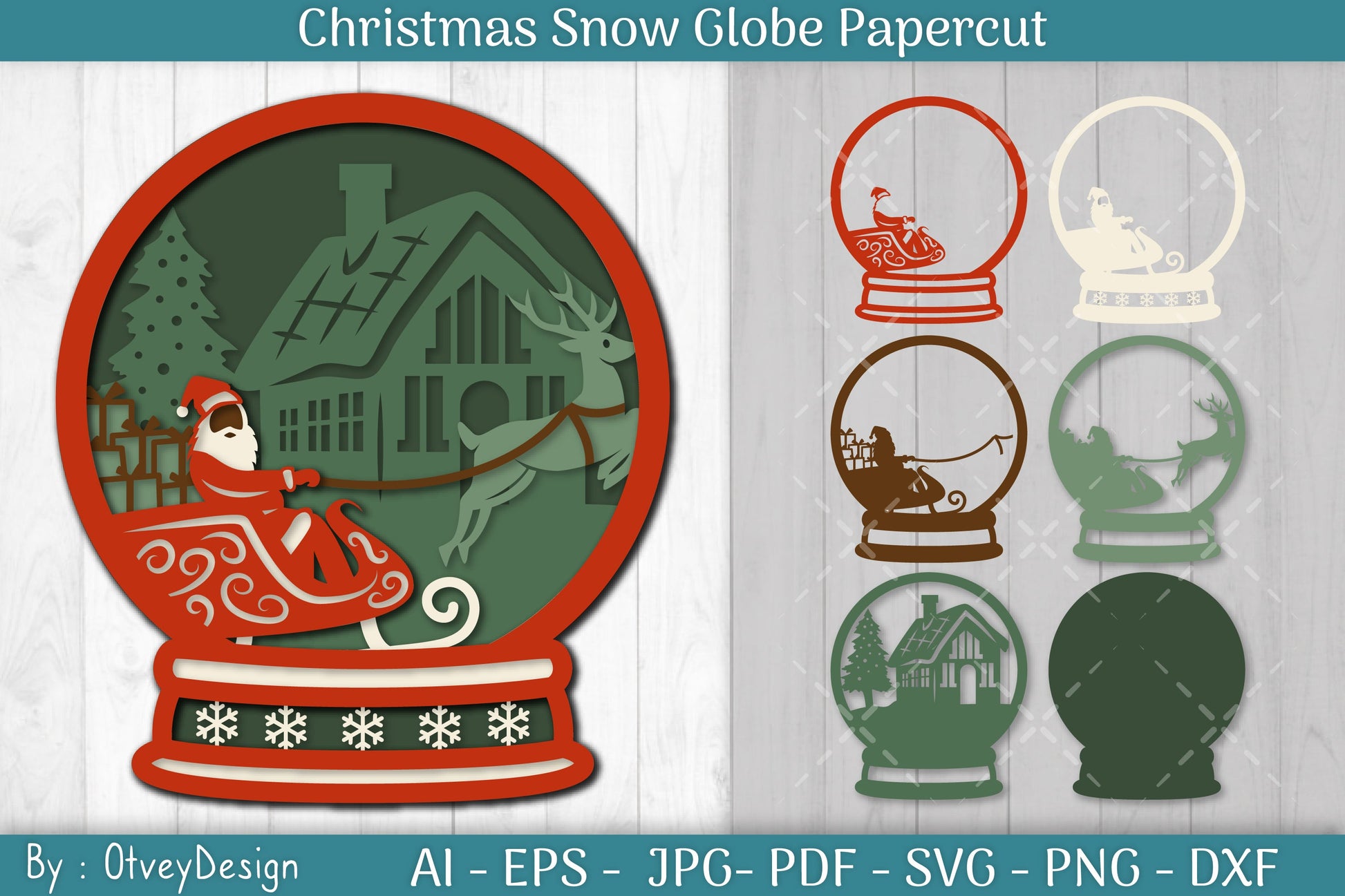 Christmas Snow Globe Papercut SVG Bundle 4 - CraftNest - Digital Crafting and Art